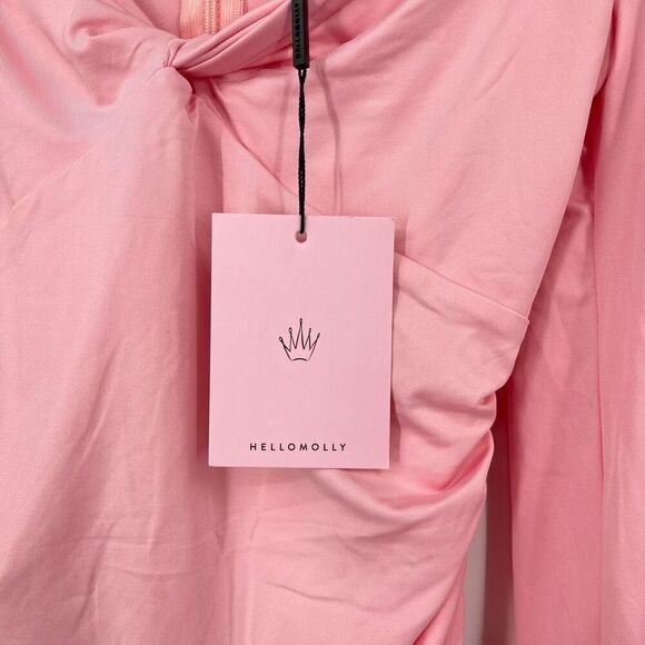 Hello Molly Ruched Bodycon Dress Twist Front Mini Pink Womens Size XS NWT - Picture 3 of 10